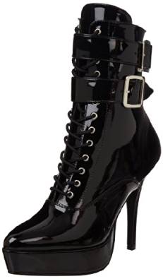 Platform Lace-Up Stiletto Combat Boots in black