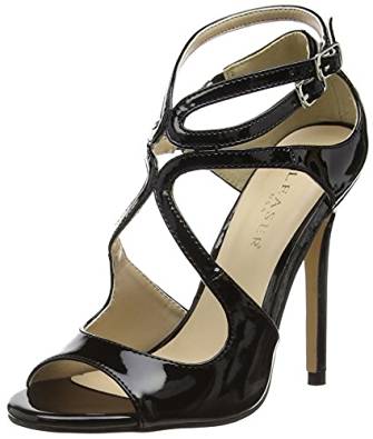 Black Cross Strappy Peep-Toe Sandal