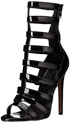 Black stiletto heel gladiator sandals