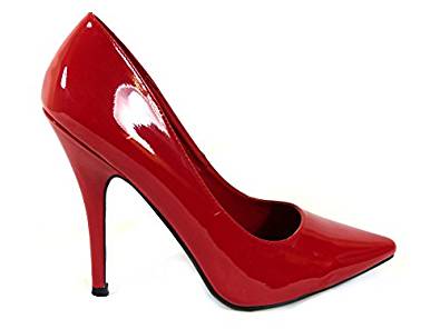 Stiletto heel court shoes in black and red