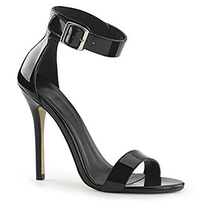 Black wide ankle strap stiletto heel sandals