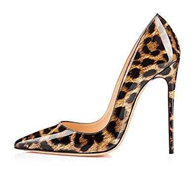 Stiletto heel leopard print court shoes in patent or suede