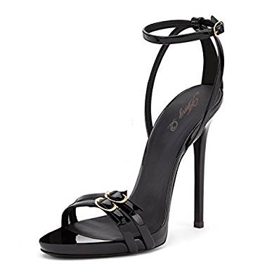 Black strappy high stiletto heel sandals