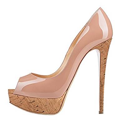 High stiletto heel platform peep-toe court shoe in a variety of colours