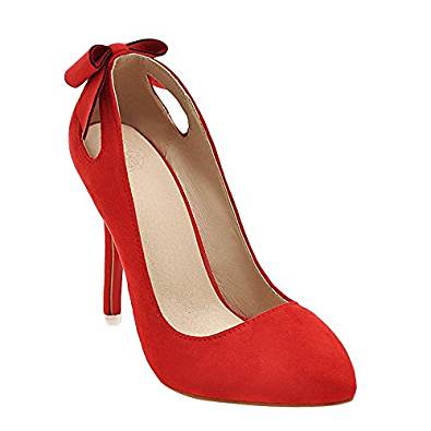 Pretty bow heel stiletto court shoe in grey, red, beige and yellow